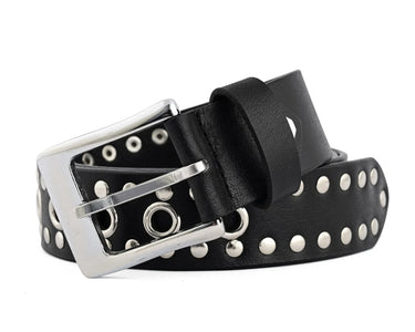 Rock Style Rivets Studs Genuine Leather Belt - Punk Goth -